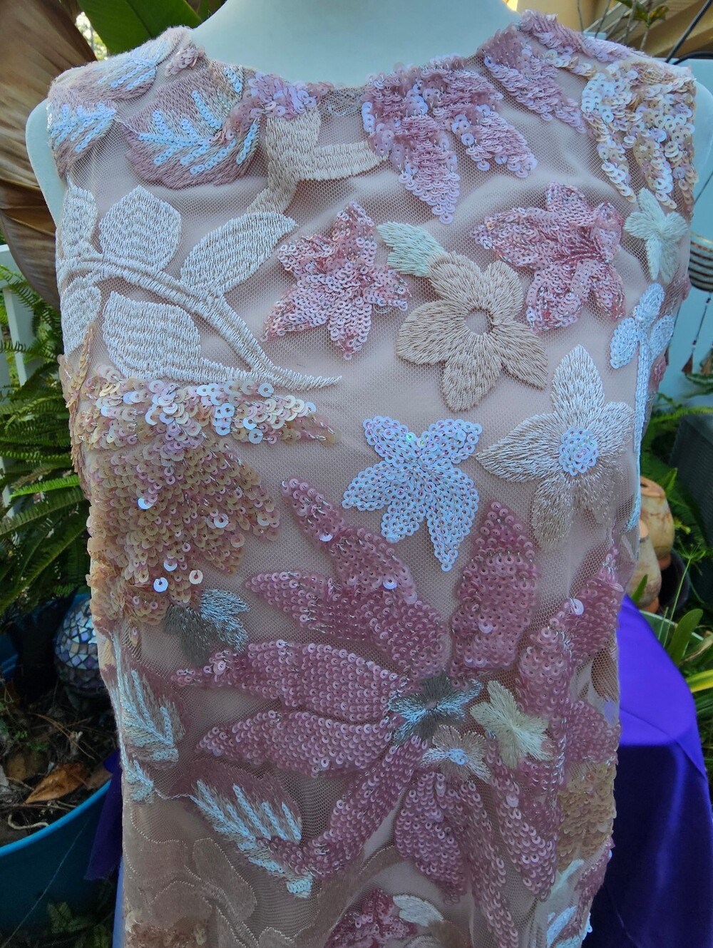 NWT MABLE Pink Floral Sequin Embroidered Sleeveless Mini Dress Small - Picture 2 of 14